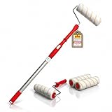 mako Teleskoproller-Set EASYREACH – 7-teiliges Set, ausziehbarer Alustiel (108–175 cm, Universalkonus), 4 x Antitropf-Malerwalze & 2x ergonomischer Bügel – für Decken & hohe Wände