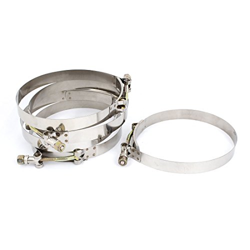 Aexit 5 Pieces Hose Clamps 150mm 6'' Stainless Steel T-Bolt Clamps Turbo Intercooler Snap Grip Hose Clamps Hose Coupler