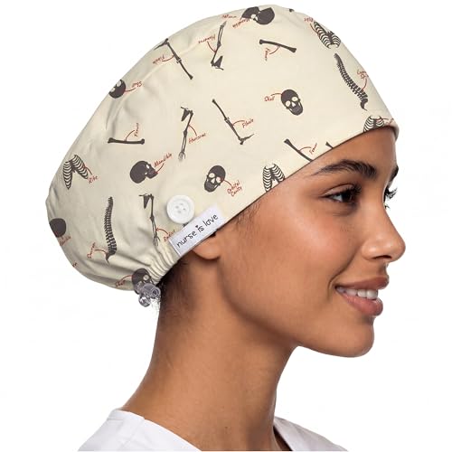 Nurse is Love Calot Chirurgien Femme pour Infirmiere, Dentiste ou Medecin | Motifs Amusants & à Lien Réglable | Assure l'Hygiène, Matériau Respirant et...