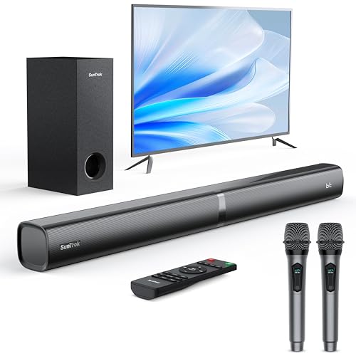 Soundbar with Subwoofer for TV, Home Theater Bluetooth 5.3 Speaker System with 2 Wireless Karaoke...