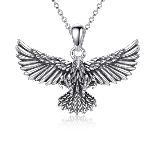 Image of ONEFINITY Eagle Necklace 925 Sterling Silver Eagle Pendant Animal Gift Jewelry For Men