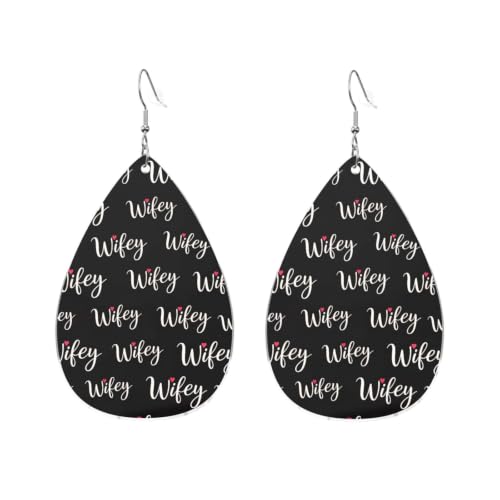 Love Heart Bride Wifey Drop-shaped Earrings 2.2 X 1.5 inches
