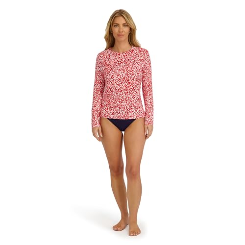 Image of Nautica Women's Long Sleeve Rashguard - Quick-Dry, UPF Protection, Swim Shirt, Pool, Beach, Hiking, Yoga, Volleyball