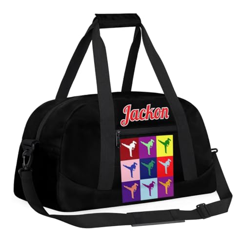 Custom Karate Sports Gym Bag for Girls Boys, Overnight Duffel Bags Cheerleader for Kids Personalized Dance Bag, Gymnastics Duffel Bag - Taekwondo3