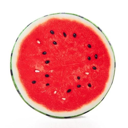 HYSEAS Round Throw Pillows 14 Inch Watermelon, 3D Print Decorative Plush Funny Fruit Stuffed Cushions Seat Pad for Couch, Chair, Floor, Sofa