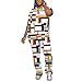 PINSV Womens Sets 2 Piece Outfits Casual Short Sleeve Top and Flare Pants Lounge Sets Tracksuit Multicolour XL