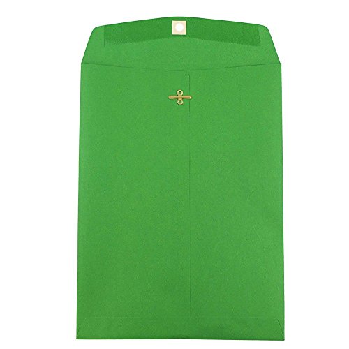 JAM PAPER 9 x 12 Colored Envelopes with Clasp Closure - Green Recycled - 10/Pack