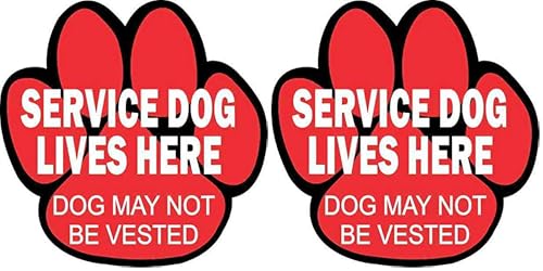 Image of StickerTalk Service Dog Lives Here Vinyl Sticker, 4 inches by 4 inches (Pack of 2)