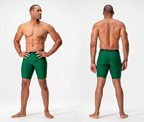 Devops Men's Compression Shorts Underwear With Pocket (3 Pack) (Large, Black/Navy/Green) #TOP2