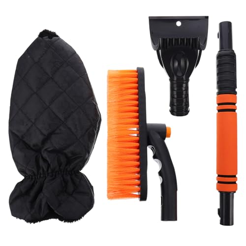 CIYODO Telescopic Snow Shovel Gloves Brush Car Ice Removal Easy to Store Ergonomic Handle