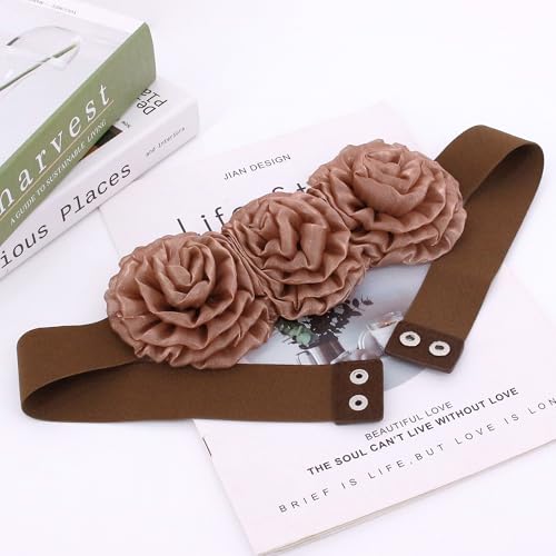 jascaela Women's Flower Wide Waist Belt Stretch Cinch Waistband Elegant Belt for Dress2