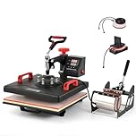 CREWORKS Heat Press Machine, 38×38 cm 5 in 1 Heat Press with Digital Control, Swing Away Multipurpose T Shirt Press Machine with Dual Heating Tubes for Mug Plate Hat Cap