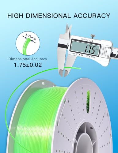 Image of PINBALL PETG Rainbow 3D Printer Filament 1.75mm, Multicolor Transparent PETG Filament, Accuracy + /- 0.02 mm, 1kg Spool (2.2lbs), Lime Color