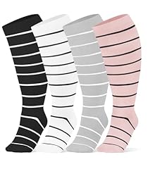4pair-10 Stripe Black/White/Lightgrey/Pink