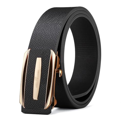 JSEIAJB Men's Toothless Automatic Buckle Belt Casual Genuine Leather Pants Belt