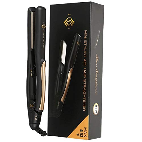 Professional Hair Flat Iron Titanium Straightener 1 Inch Floating Tourmaline Ceramic Heats Up Fast Plate Temperature Control 450℉Auto Shut Off, Matte Black, JINRI