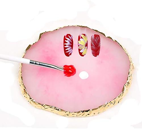 Mwoot Resin Nail Art Palette, Polish Holder Drawing Color Palette, Nail Art Painting Gel Palette Manicure Tool, Cosmetic Artist Mixing Palette (Pink)