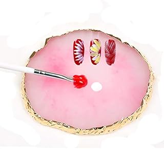 Mwoot Resin Nail Art Palette, Polish Holder Drawing Color Palette, Nail Art Painting Gel Palette Manicure Tool, Cosmetic Artist Mixing Palette (Pink)