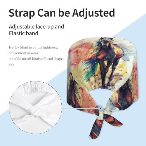 Image of Cute Pug Dog Print Working Cap Scrub Cap with Sweatband,Adjustable Fashion Bandage Tie Back Hat Headwear for Women Men