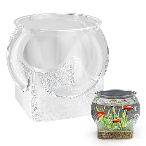Transparent Fish Bowl Tank, Round Plastic Fish Tank, Decorative Home Fish Tank for Small Fish, Turtle Viewing Tank Aquarium for Beginner Aquarists and Marine Enthusiasts