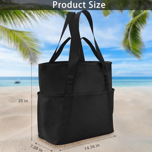 Beach Bags Pool Bags for Women, Waterproof Sandproof Beach Tote Bag with Zipper, Large Tote Bag for Gym Vacation Pool3