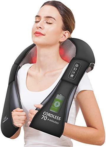 Snailax Nackenmassagegerät Kabelloses, Massagegerät Nacken Schulter Rücken | 70–80 Minuten Akku-Betrieb,Shiatsu Massagegerät zur Schmerzlinderung,8 Knetknoten,2 Intensitätsstufen,G