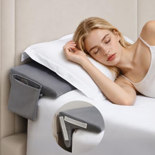Image of Vekkia 2-in-1 Queen Bed Wedge Pillow for Headboard Gap, Fills 0-6 inch Gaps, Rotates for Two Angles & Heights, Pressure Lock Design Keeps in Place, Dual Side Pockets, Washable Cover, Gray, 60 inchx10 inchx8 inch