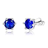 Pendientes femeninos de Plata de Ley 925, joyería fina redonda Aaaaa, circonita azul real, regalo de fiesta atractivo para boda