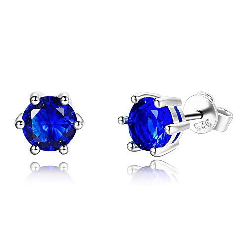 Clous d'oreilles argent 925 et zircon bleu royal hypoallergéniques pour peaux sensibles