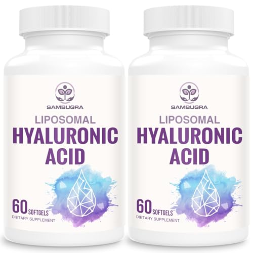 Liposomal Hyaluronic Acid 1000mg, High BioavailabilityHyaluronic Acid Capsules, Dietary Supplement Support Skin and Bones, 120 Capsules (Pack of 2)
