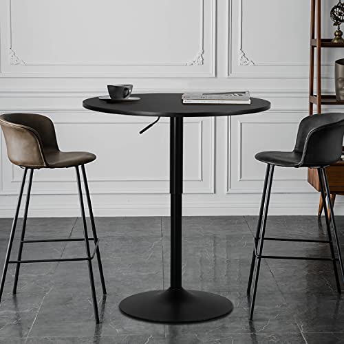 Monibloom Bar Table Round Cocktail Table, 31 Inch Adjustable-Heigh Pub Table Sturdy Base Bistro Table For Dining Room Home Kitchen Patio Bistro, Black #TOP1