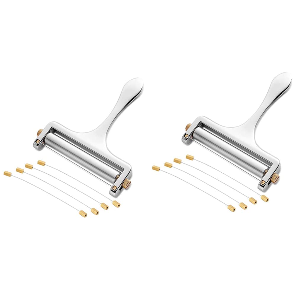 Hndhbfgrt 2X Cheese Slicer, Adjustable Thickness Heavy Cheese Slicers with Wire for Soft & Semi-Hard Cheeses -4 Cutting Wire
