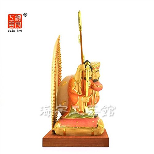 Amazon｜木彫り仏像 【三面大黒天】 桧木 立3.0寸 淡彩切金 総高25cm