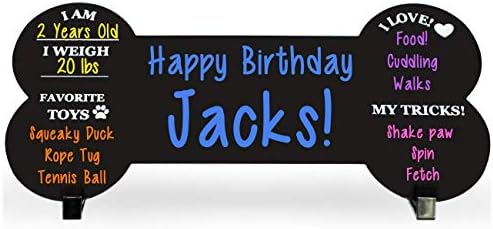 Ollypop Dog Milestone Chalkboard Sign - Birthday Photo Double Sided Reusable Keepsake Message with Stands for Adoptions, Birthday Parties, Holiday, Celebrations