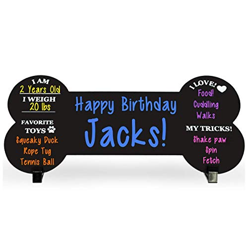 Ollypop Dog Milestone Chalkboard Sign - Birthday Photo Double Sided Reusable Keepsake Message With Stands For Adoptions, Birthday Parties, Holiday, Celebrations #TOP18