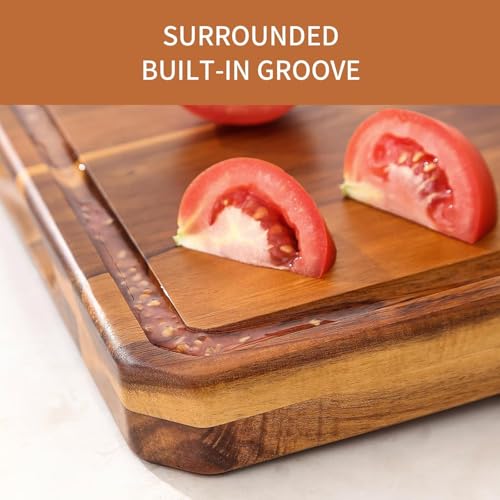 Tabla de cortar grande de madera con mango y canal para jugos miniatura 5