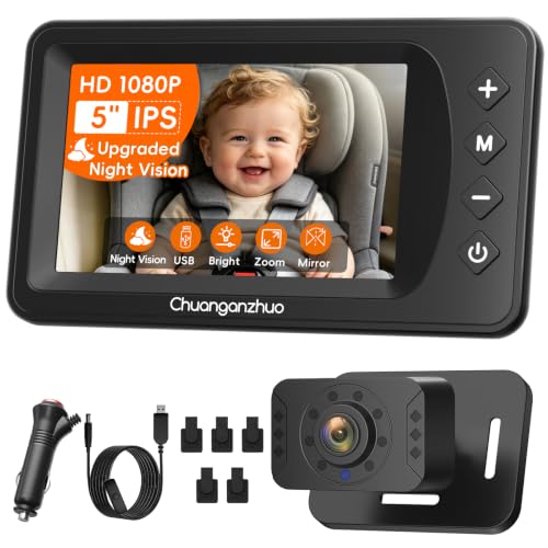 Image of Baby Car Camera with HD Night Vision & 5 inch 1080P IPS Monitor for Rear Facing