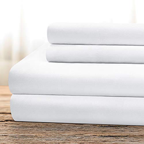 BYSURE Hotel Luxury Bed Sheets Set 4 Piece(Twin XL, White) - Super Soft 1800 Thread Count 100% Microfiber Sheets with Deep Pockets, Wrinkle & Fade Resistant