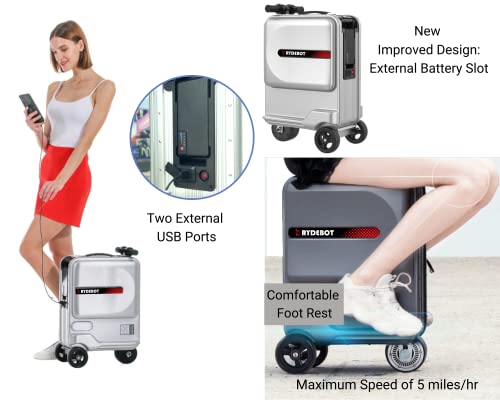 Rydebot Puledro- Smart Motorized Rideable Carry-On Suitcase/Luggage For Adults/Kids (Silver) #TOP1