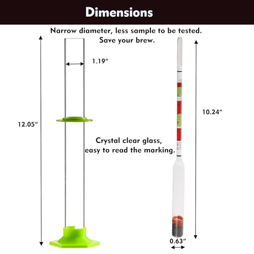 DESENNIE Hidrômetro de escala tripla para vinho, cerveja, hidromel e cidra - Kit de teste de ABV, Br