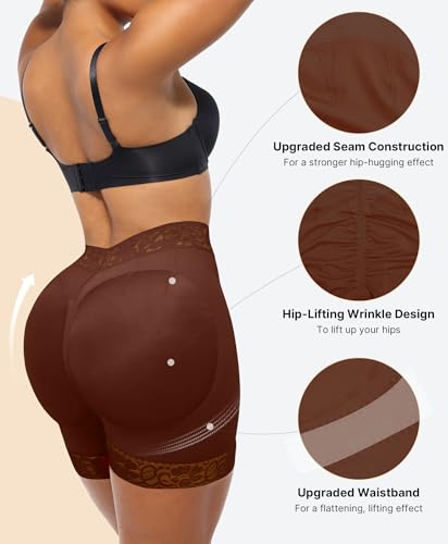 Image of SHAPELLX Butt Lifting Shapewear Tummy Control No Padding Faja Shorts | Mid Waisted Shaper, Natural Butt Lift Without Pads, 4-Bone Anti-Roll, Silicone Leg Grips, Tummy & Hip Control