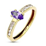 Inmaculada Romero IR Sortija Oro 9k con piedra amatista en el centro combinada circonitas ancho máximo de 8mm.