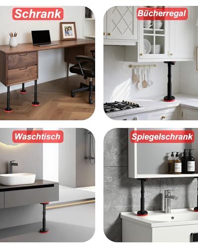 Zevmi Teleskopstützen Höhenverstellbar 18-45cm: 2 Stück Teleskop-Stützstange Verstellbar Stützsystem 400 Kg Gewichtskapazität Teleskopstütze für Schrank Waschbecken Sofa