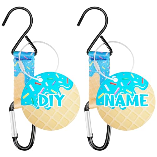 Eyourlife Ice Cream Drip Baseball Dugout Organizer Softball Fence Hook Baseball Bag Hooks Helmet Hanger Glove with Name Tags for Boys Girls Sports Team Gifts Coach Mom Must Have Accessory 2 Set Blue
