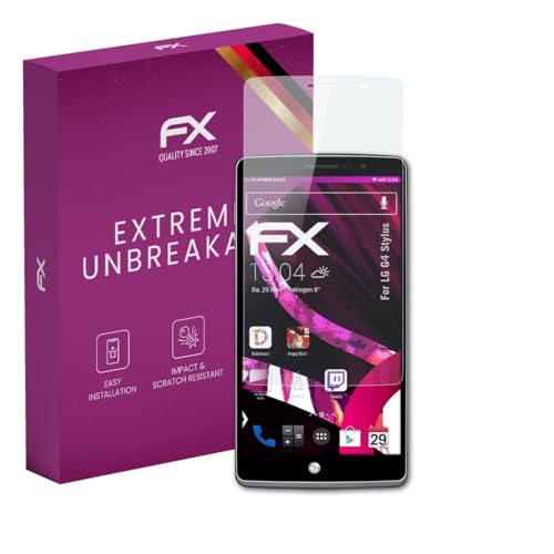 atFoliX Glasfolie kompatibel mit LG G4 Stylus Panzerfolie, 9H Hybrid-Glass FX Schutzpanzer Folie