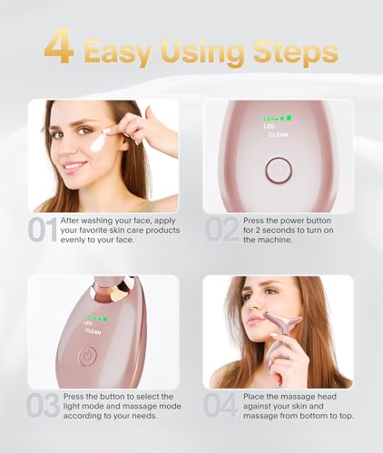ELISHINE Light Based Face-Neck-Massager - 7 Color Portable Facial Massager for Skin Care, Rose Gold