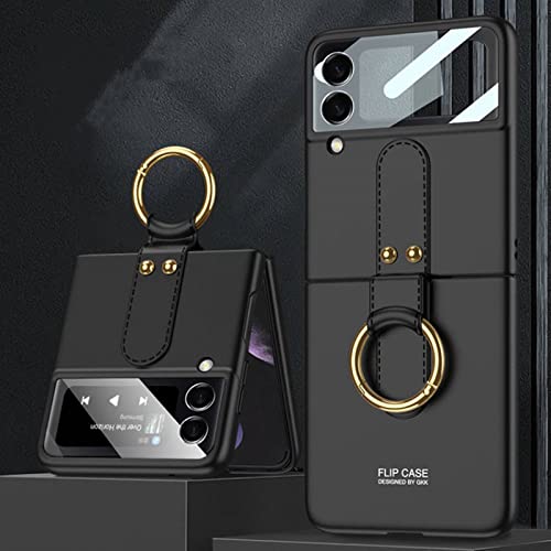 MistWorld Flip 3 Hülle für Samsung Galaxy, ultradünne mit Ringhalterung,für 5G (2021), Schwarz Cover