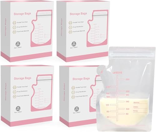 SKY-TOUCH 30PCS Breastmilk Storage Bags : 250ml No-Leak Breast Milk Bags with Hygienically Pre-Sealed BPA-Free