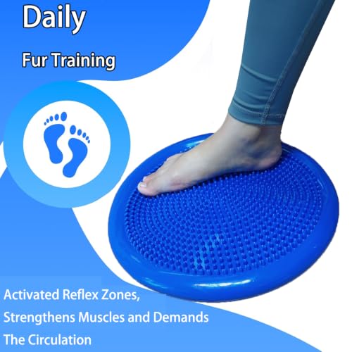 Image of Rancer Wobble Cushion Balance Disc with inflation Pump, Wiggle Seat | Core Strength Trainer, Extra Thick Non-Slip, Stability Training, Improve Sitting Posture For Sensory Kids, Adults
