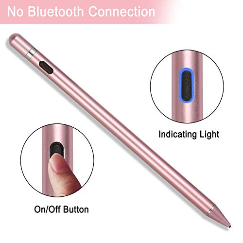 Active Stylus Pens for Touch Screens, Rechargeable Digital Stylish Pen Pencil Compatible with iPhone iPad Mini (Rose Gold)